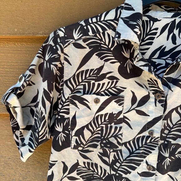 Vintage Island Brown Tan Hawaiian Style Button Down Women’s Top Size S - Picture 12 of 14